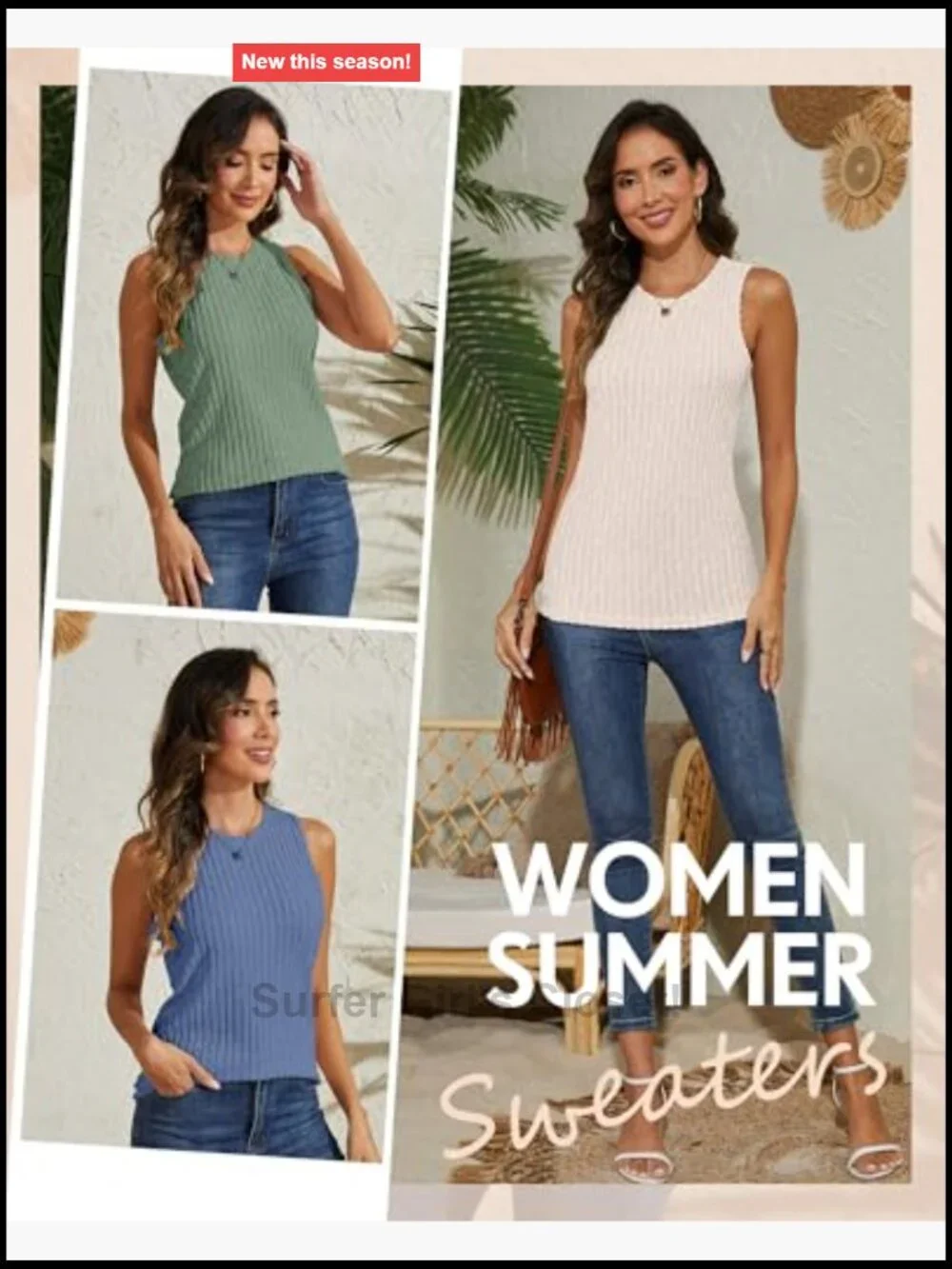 3 Pack Women Tank Tops Sleeveless Crew Neck Summer T-Shirts